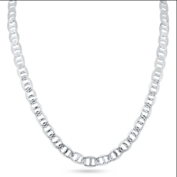Silver 925 Flat Marina 1 Sided 140 Diamond Cut 6.2mm Chain  925 Sterling Silver Flat Marina 1 Sided Diamond Cut 6.2mm Bracelet